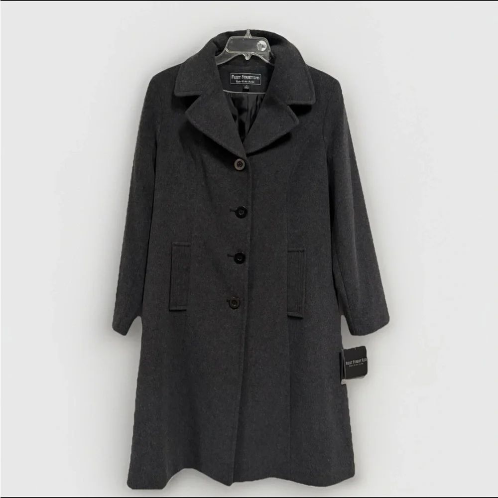 Charcoal Gray o Wool Blend Trench Coat Women’s Size XL NWT
